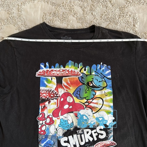 Psychedelic Smurf Mushrooms Tie Dye Black Tee Men’s Size Large - Picture 15 of 15